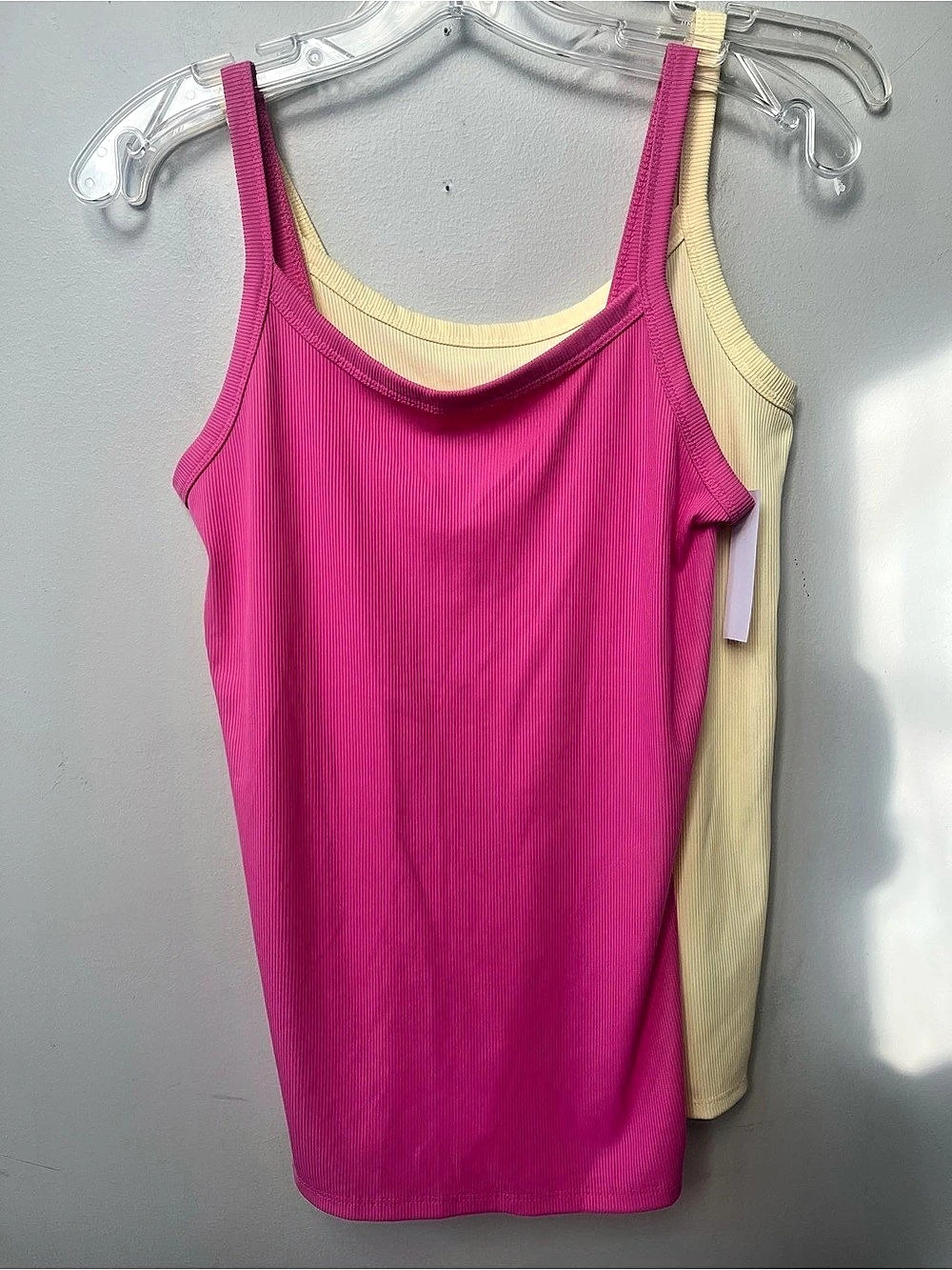 No Boundaries Ribbed Cami Tank Tops Two Pack Medium Pink Yellow New
